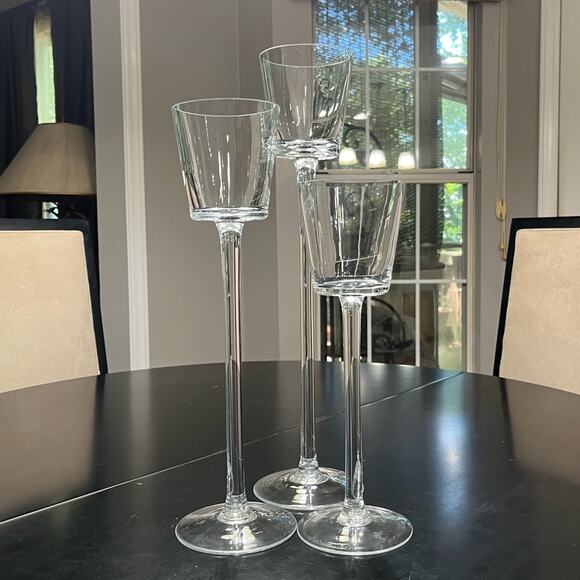 NEW Pottery Barn Glass Long Stem Classic Tealight Votive Candleholders Set … - Picture 14 of 14